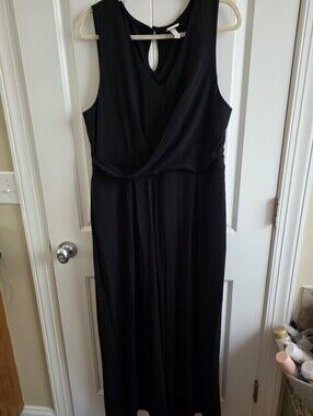 a new day Black Sleeveless Romper Jumpsuit with Draped Front Plus Size XXL